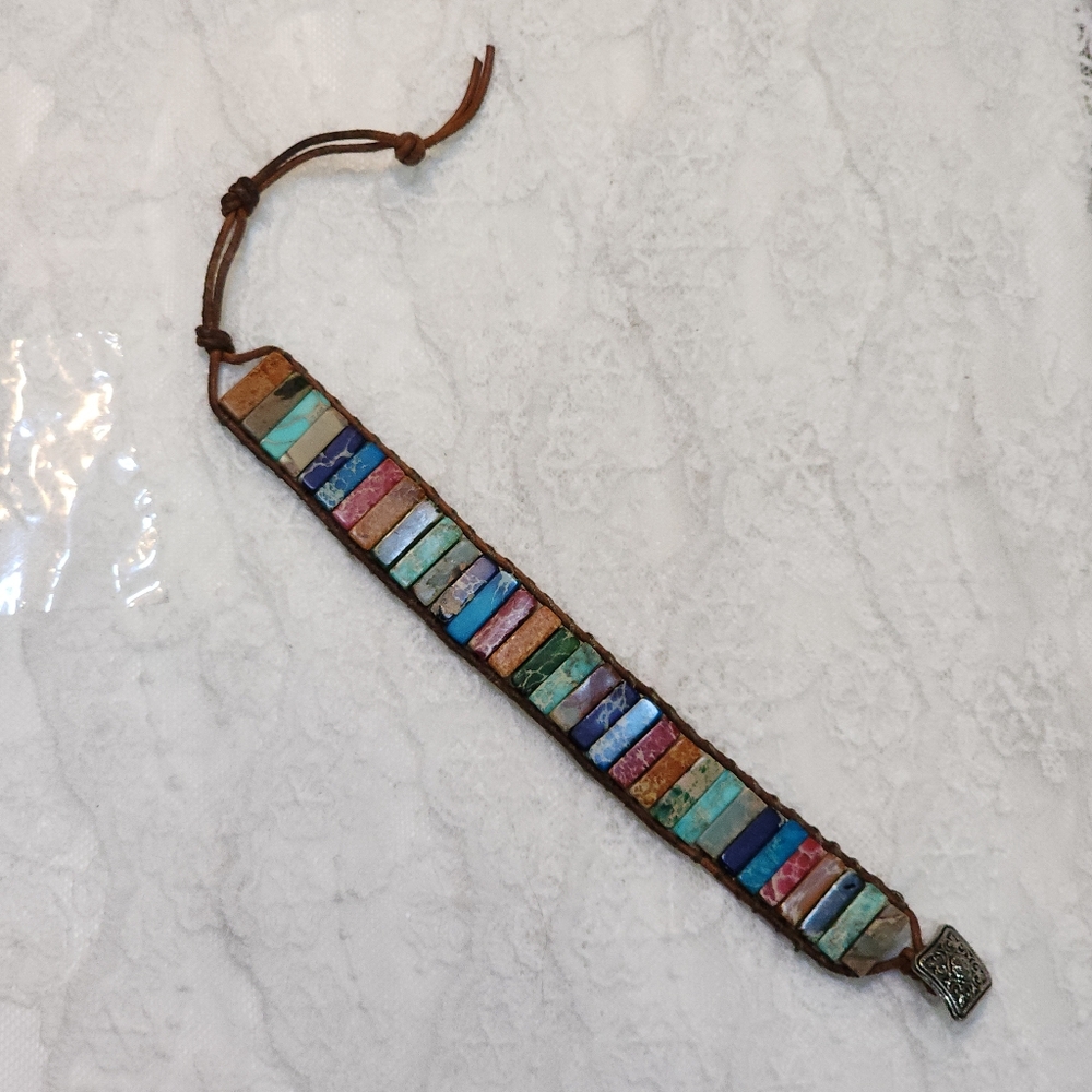 Multicolor Bohemian Stone Wrap Bracelet - Picture 2 of 7